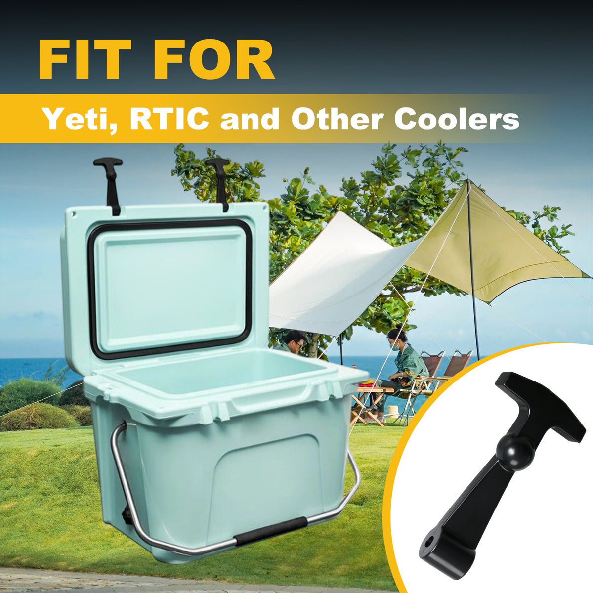 Black Cooler Lid Latches Handle Grips for Yeti RTIC - High Quality Replacement