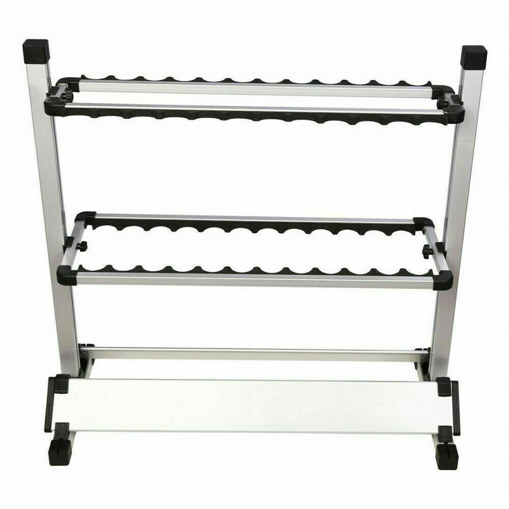 24 Rod Fishing Pole Holder Aluminum Alloy Stand Rack Storage Portable