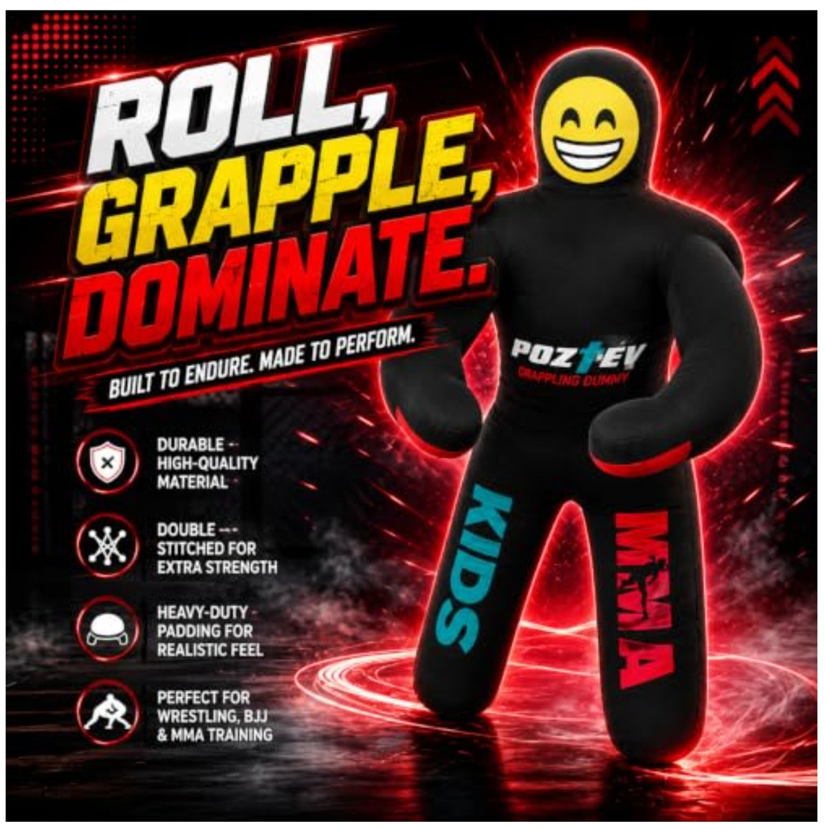Kids 3ft Unfilled Canvas Grappling Dummy for MMA Wrestling Jiu Jitsu Training