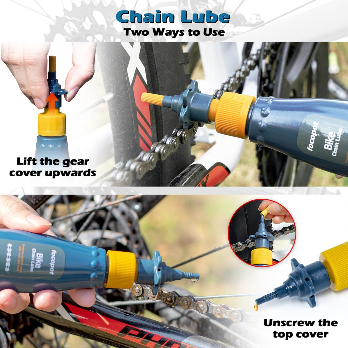 Bike Chain Cleaner Kit with Degreaser & Lubricant - Bicycle Maintenance Set