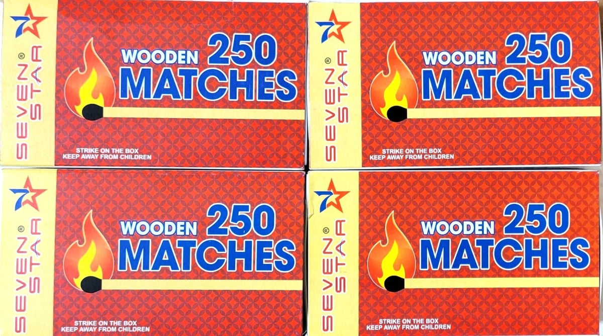 Safety Matches 4 Pack - Large Strike-On-Box Wooden Matchsticks for Kitchen