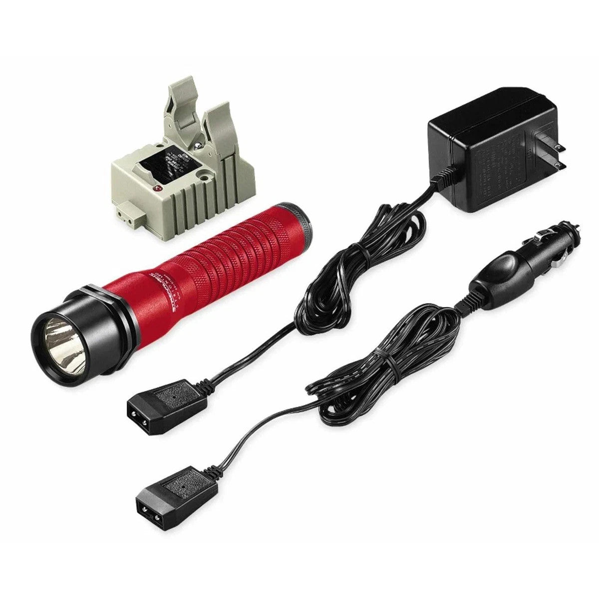 Rechargeable LED Tactical Flashlight with Red Anodized Finish - High Brightness & Water Resistant