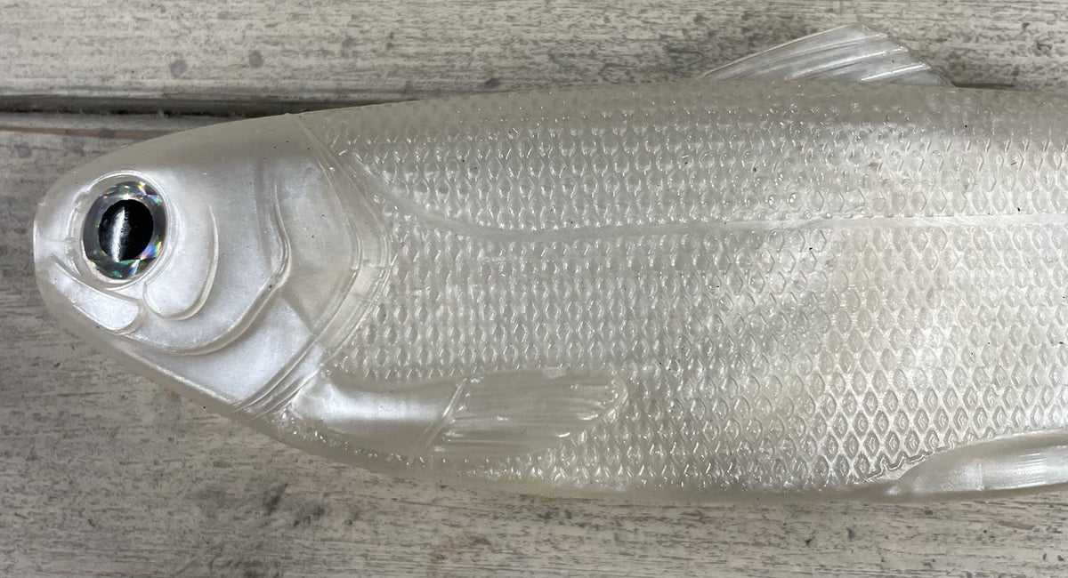 8-Inch Weedless Swimbait Pearl Color Soft Plastic Fishing Lure