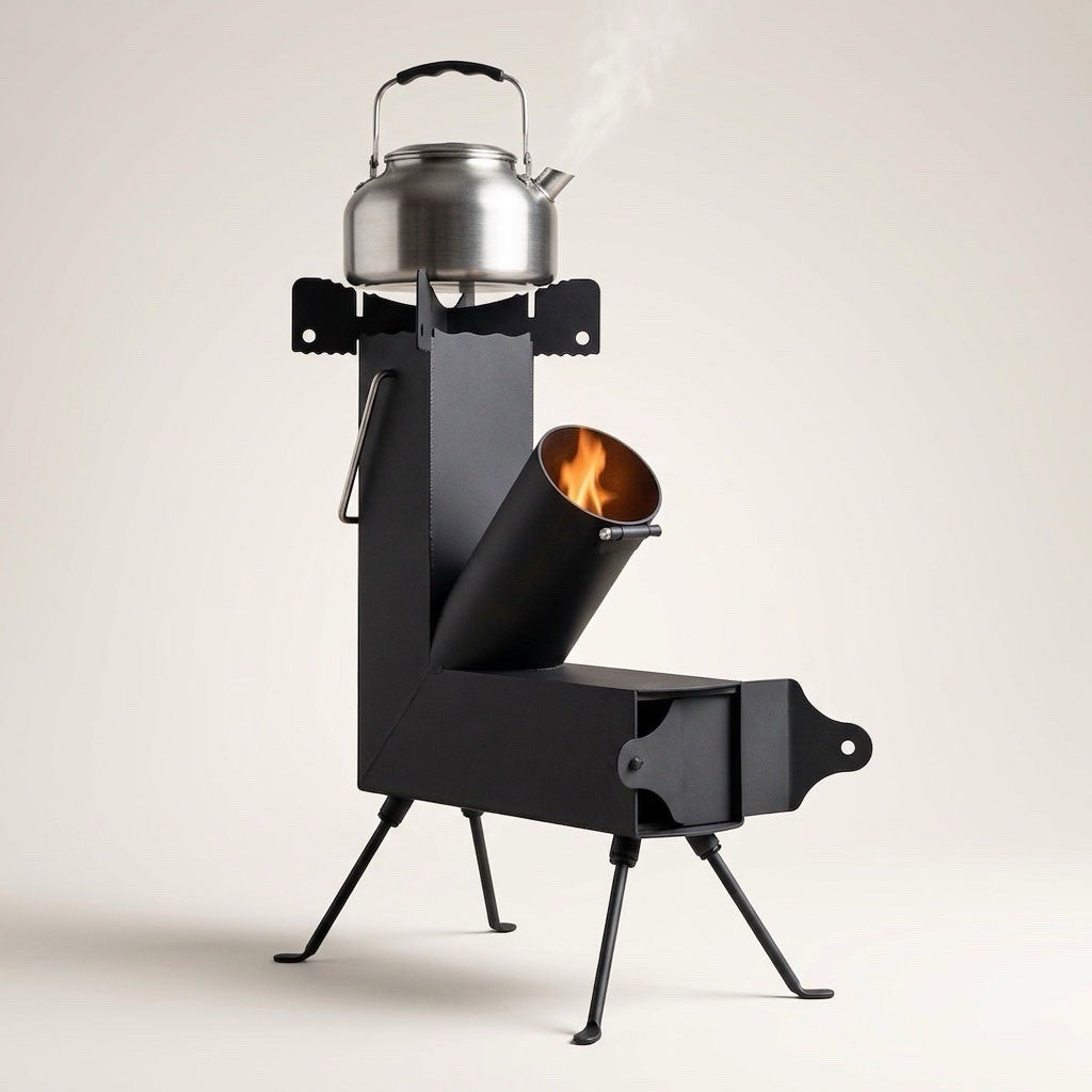 Heavy Duty Portable Camping Rocket Stove for Off-Grid Cooking & Survival