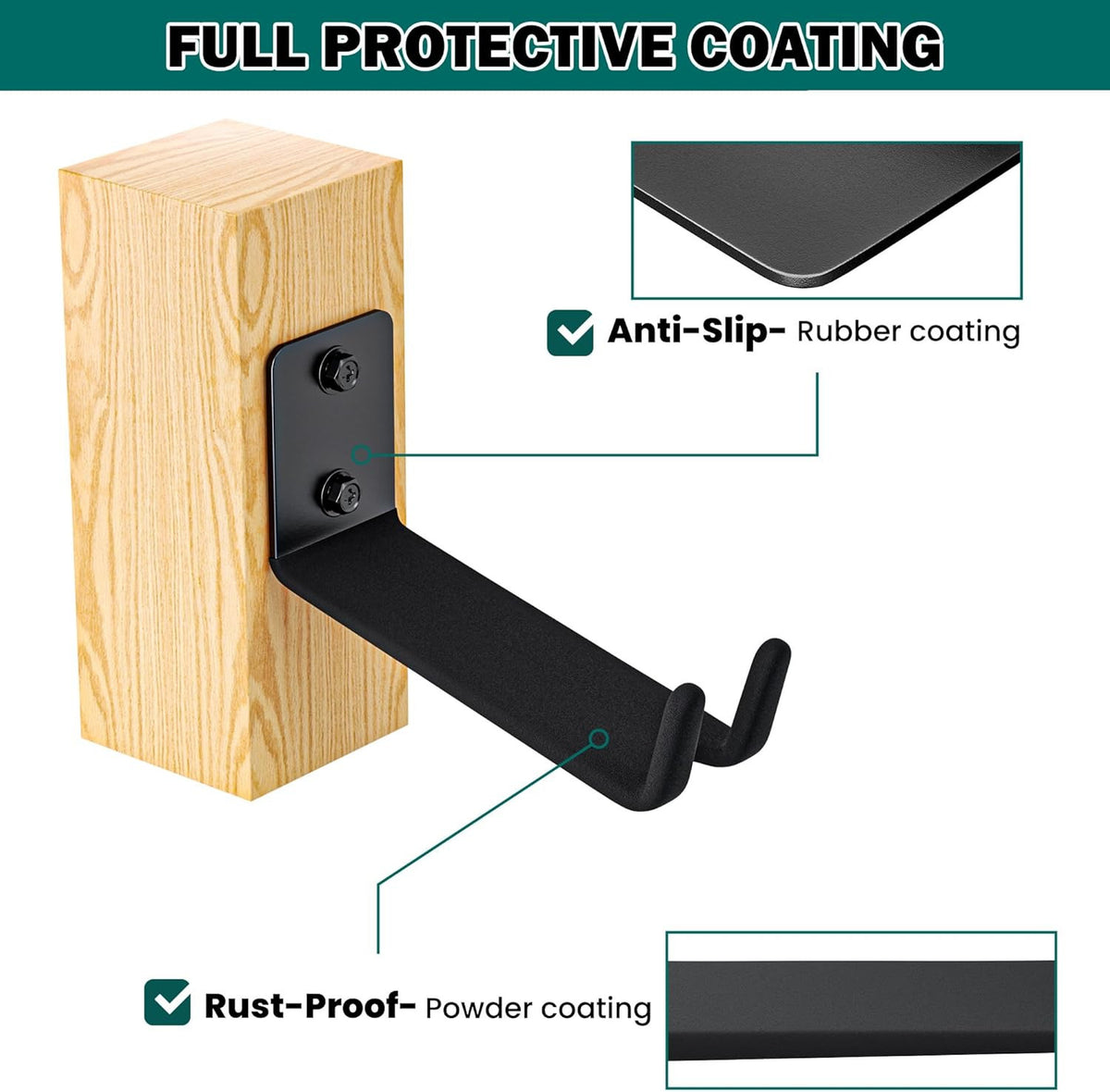 Heavy-Duty Wall Mount Bike Pedal Hanger, Garage Bike Rack, Holds Up to 70LBS