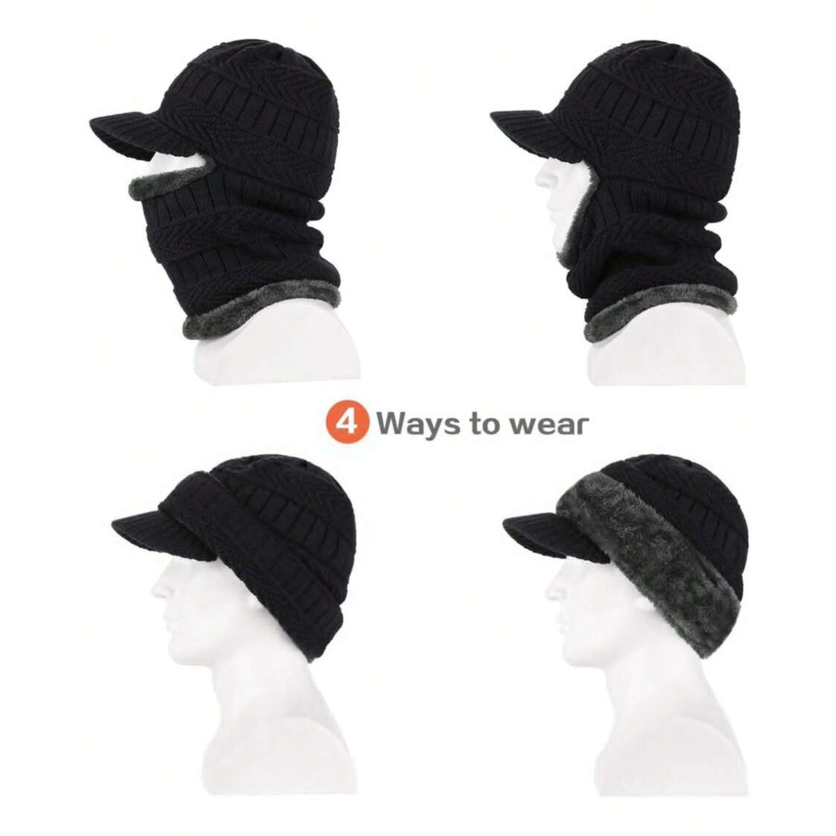 Winter Balaclava Beanie Hat Full Face Mask Windproof Fleece Hood - Warm Cap