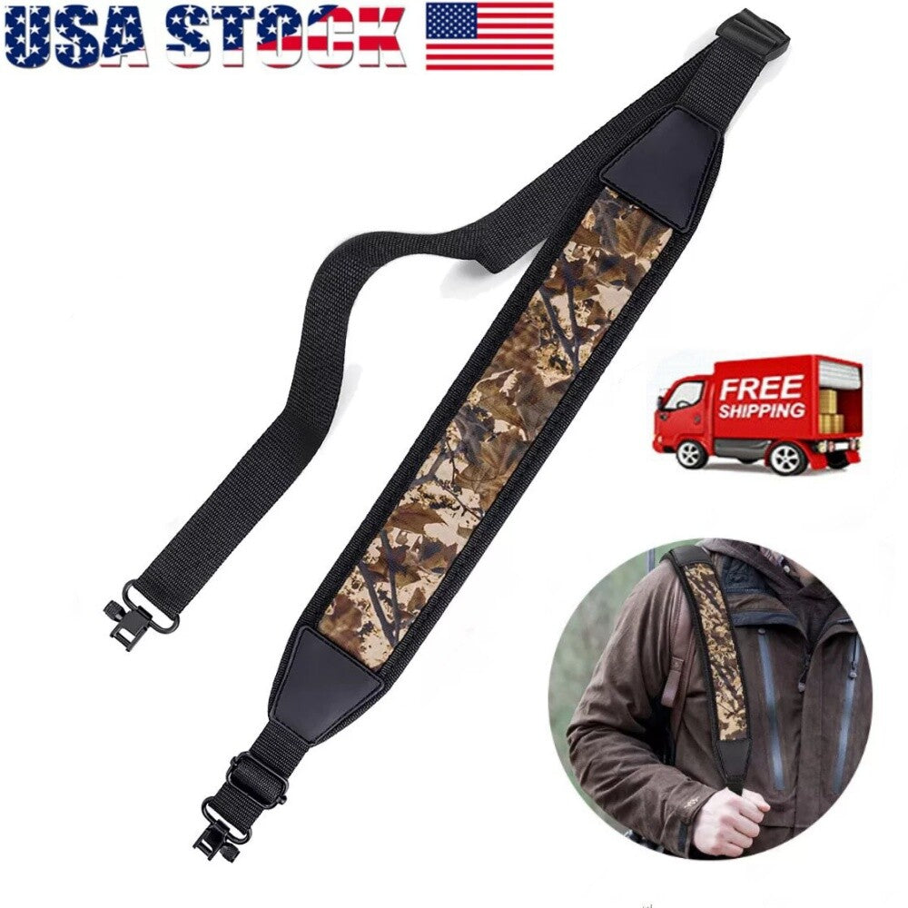Camouflage Rifle Sling with Swivels & Padded Shoulder Strap