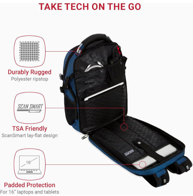 Large Travel Backpack with Laptop Compartment & USB Charging
