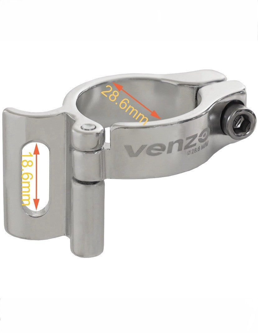 Bike Braze On Front Derailleur Adapter Clamp 28.6mm Silver Adjustable