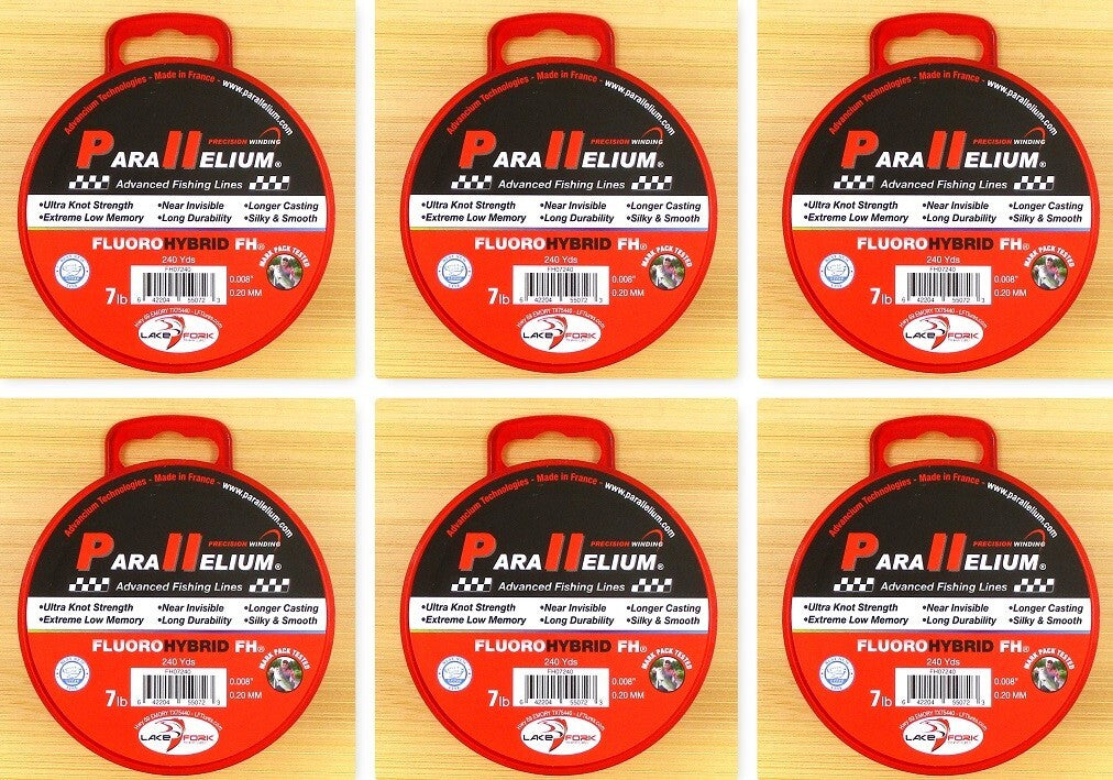 6 Spools FluoroHybrid 7Lb Fishing Line - Ultra Strong, Low Memory, Near Invisible