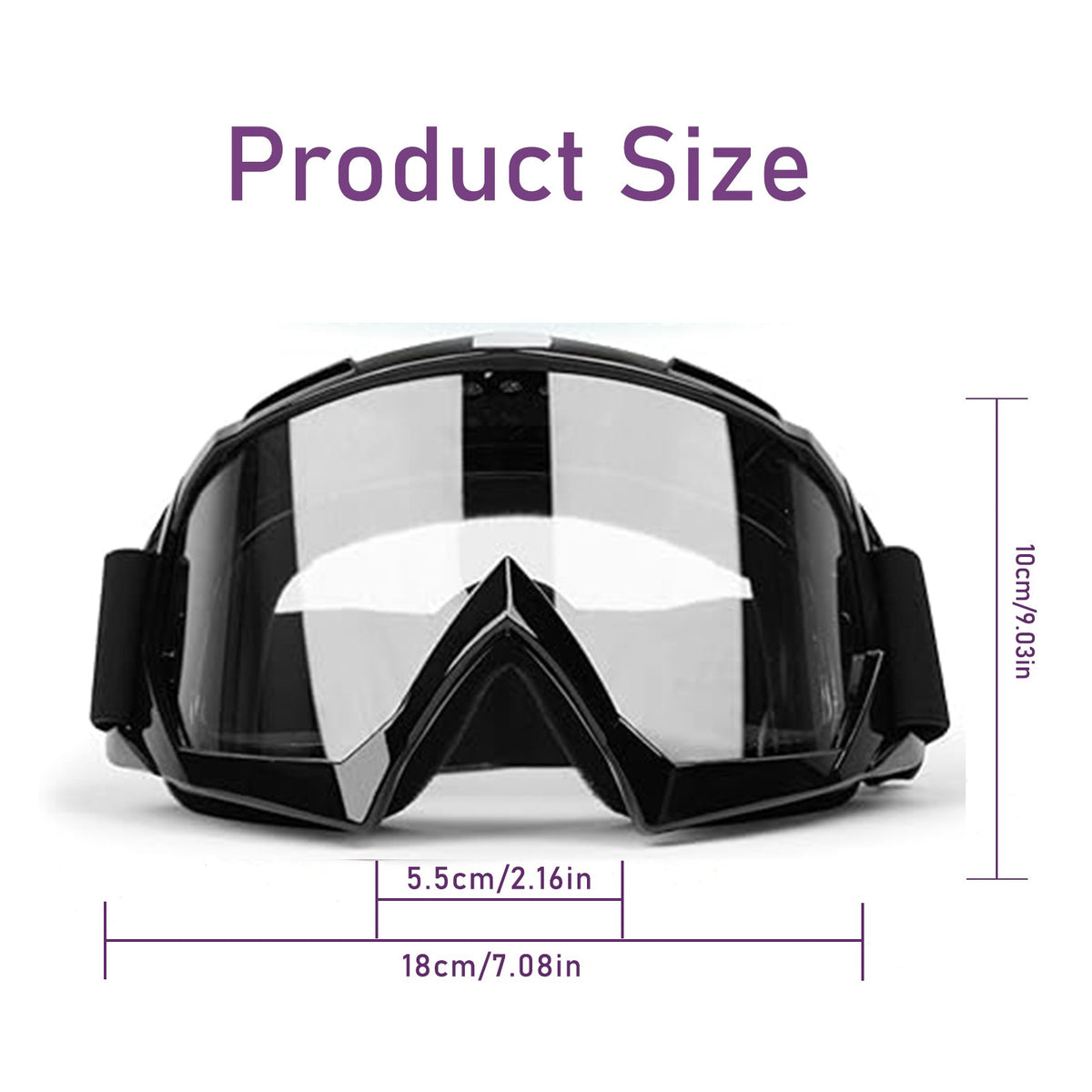 Motorcycle Goggles Fit Over Glasses Anti-Fog Shatterproof Clear UV400