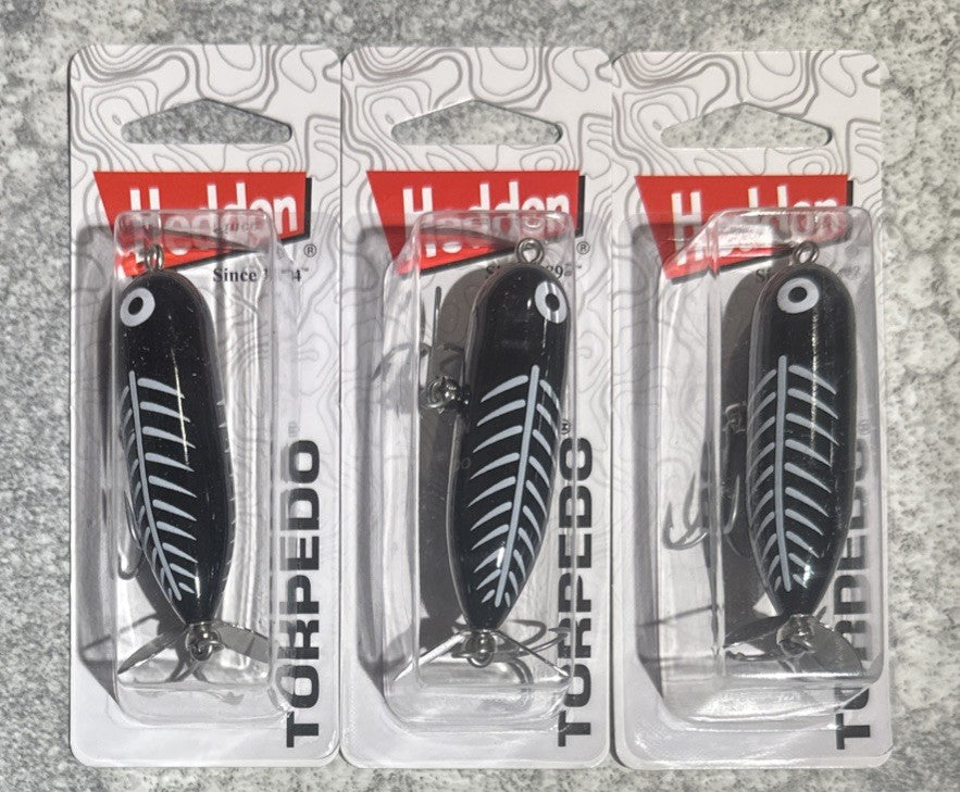 Heddon Torpedo 2.5-Inch Black Shore Minnow Fishing Lures - 3 Pack