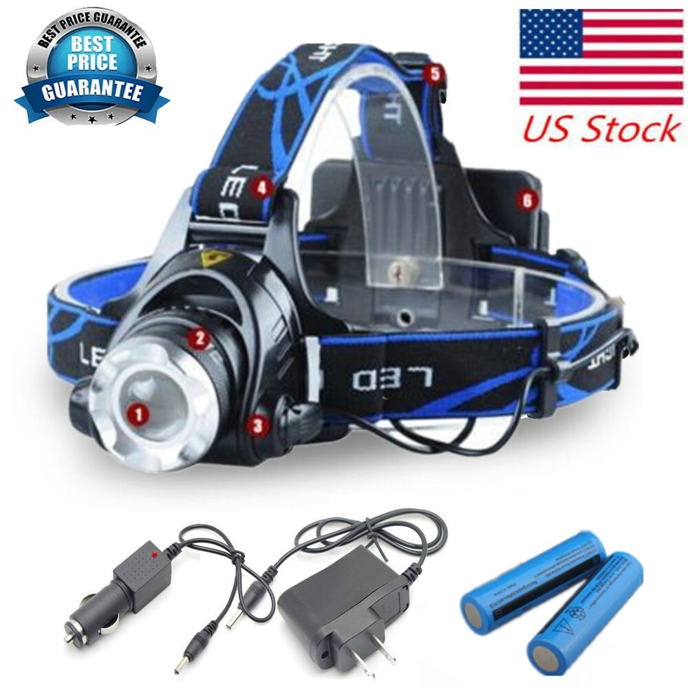 Super Bright Rechargeable LED Headlamp with 100M Beam, 3 Modes, Waterproof