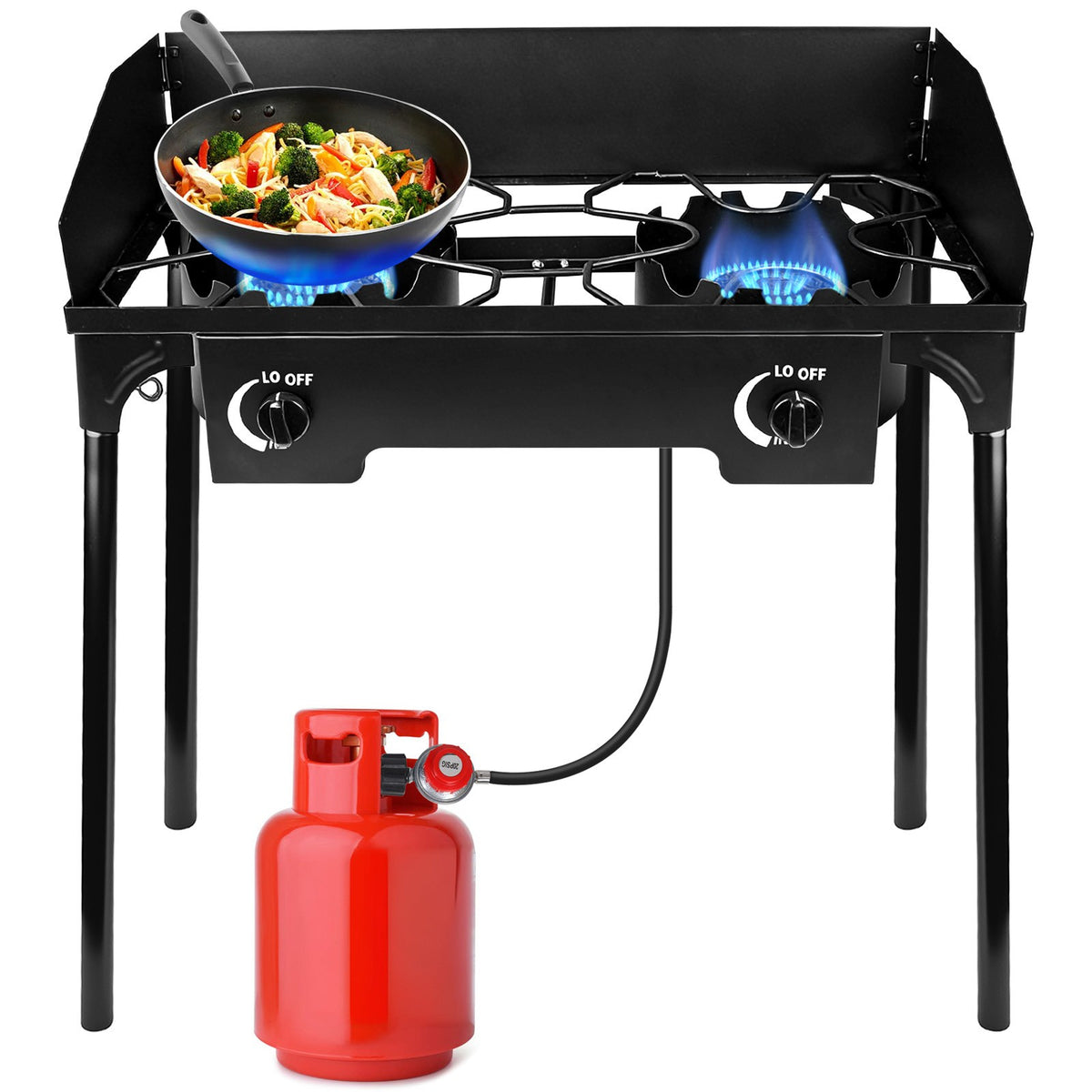 Portable 2-Burner Gas Stove with 150,000-BTU Outdoor Camping Grill