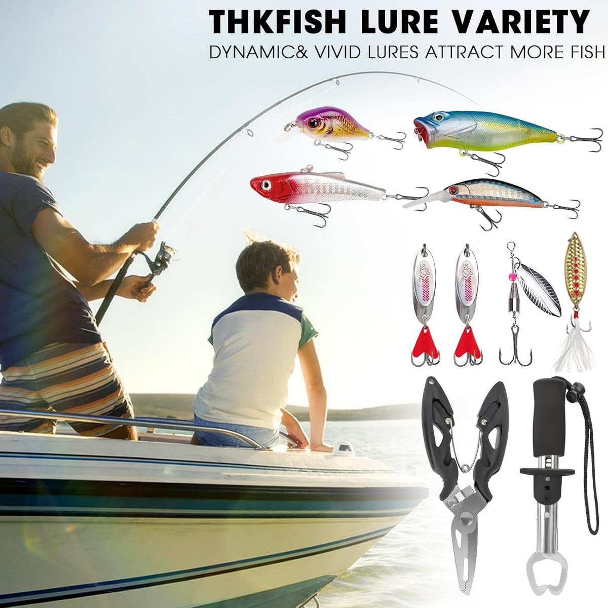 413-Piece Fishing Lures Kit with Tackle Box - Complete Bass Fishing Gear Set
