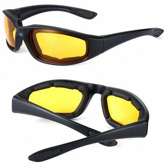 Motorcycle Riding Glasses 3 Pairs UV400 Shield Clear Smoke Yellow Padded Comfortable
