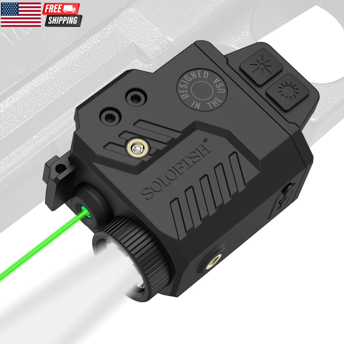 800 Lumens Tactical Pistol Light Laser Combo with Strobe & Green/Red/Blue Laser