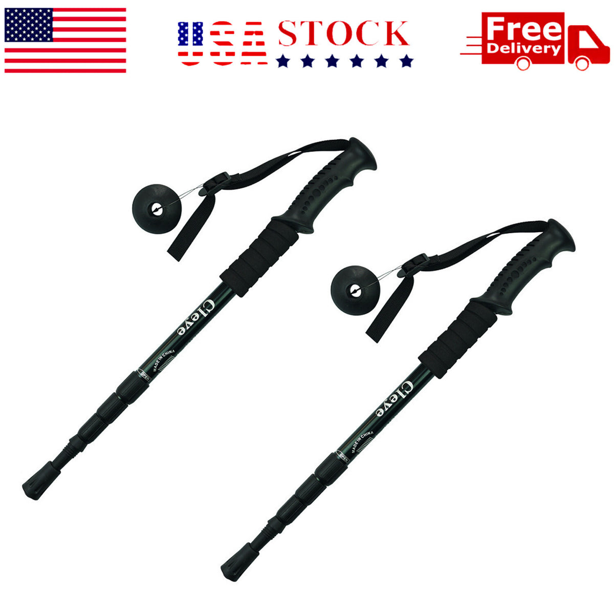Adjustable Anti-Shock Hiking Poles - Lightweight Trekking Sticks for Outdoor Trails