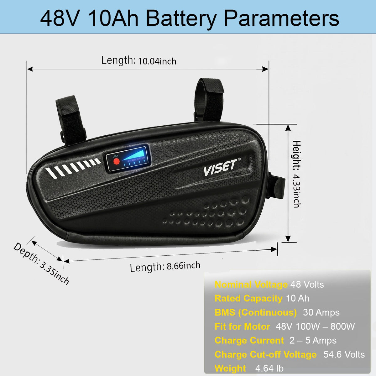 48V 10Ah Lithium Battery Pack with Waterproof Triangle Bag for E-Bikes and Electric Vehicles