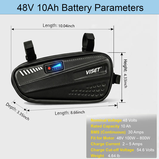 48V 10Ah Lithium Battery Pack with Waterproof Triangle Bag for E-Bikes and Electric Vehicles
