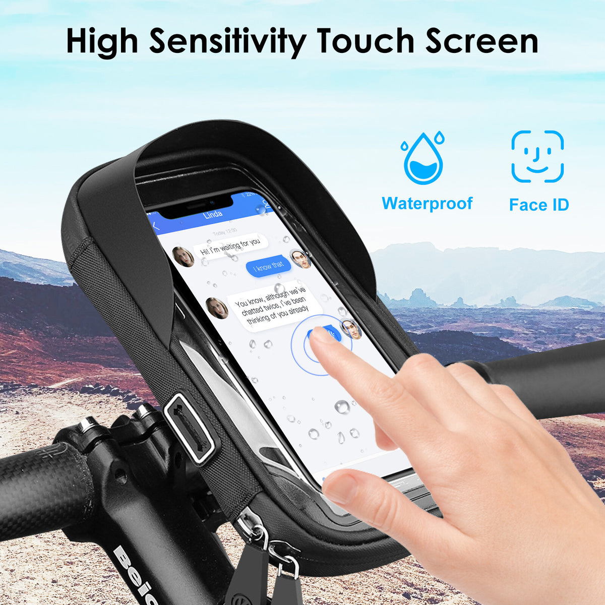 360 Degree Rotation Bike Phone Mount Case Waterproof Handlebar Holder Bag