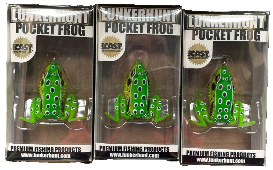 Fishing Lure Lot 3x Pocket Frog 1.75 inch Leopard Topwater Weedless Baits