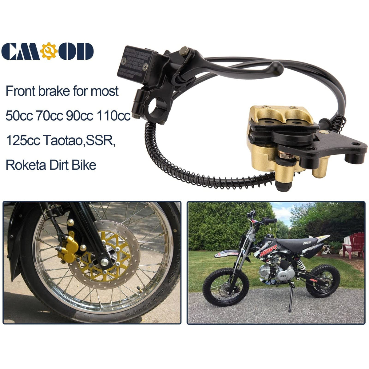 Front Disc Brake Master Cylinder Caliper Kit for 50cc-125cc Pit Bike - 1100mm Hose