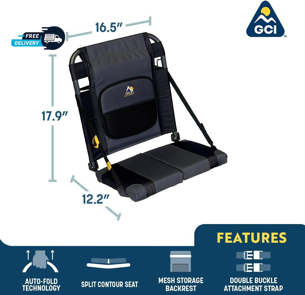 Adjustable Canoe Seat with Back Support - Lumbar Support & Mesh Pocket