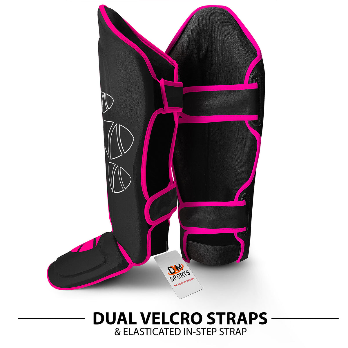 MMA Shin Guards with Foot Instep Protectors for Kickboxing & Martial Arts - Pink