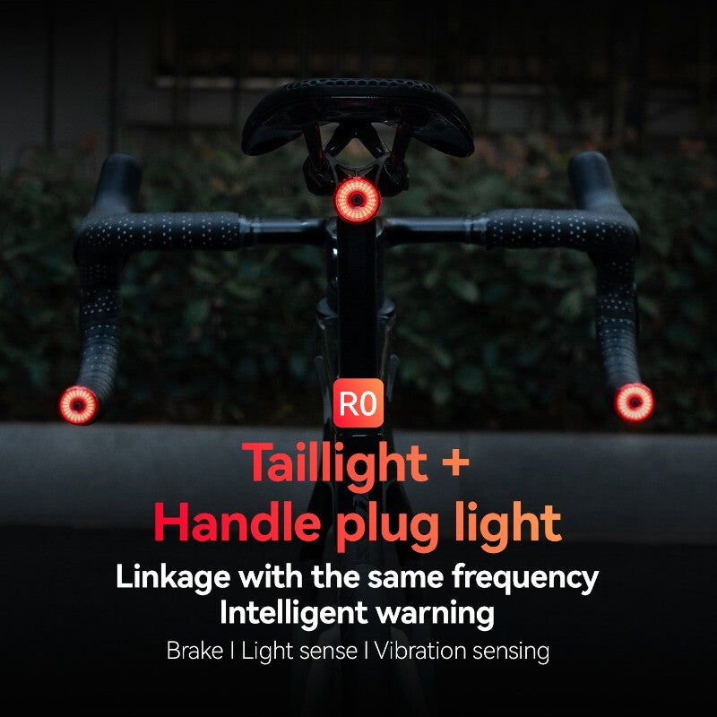 Bike Handlebar End Plugs Light with Brake & Vibration Sensing - Rechargeable
