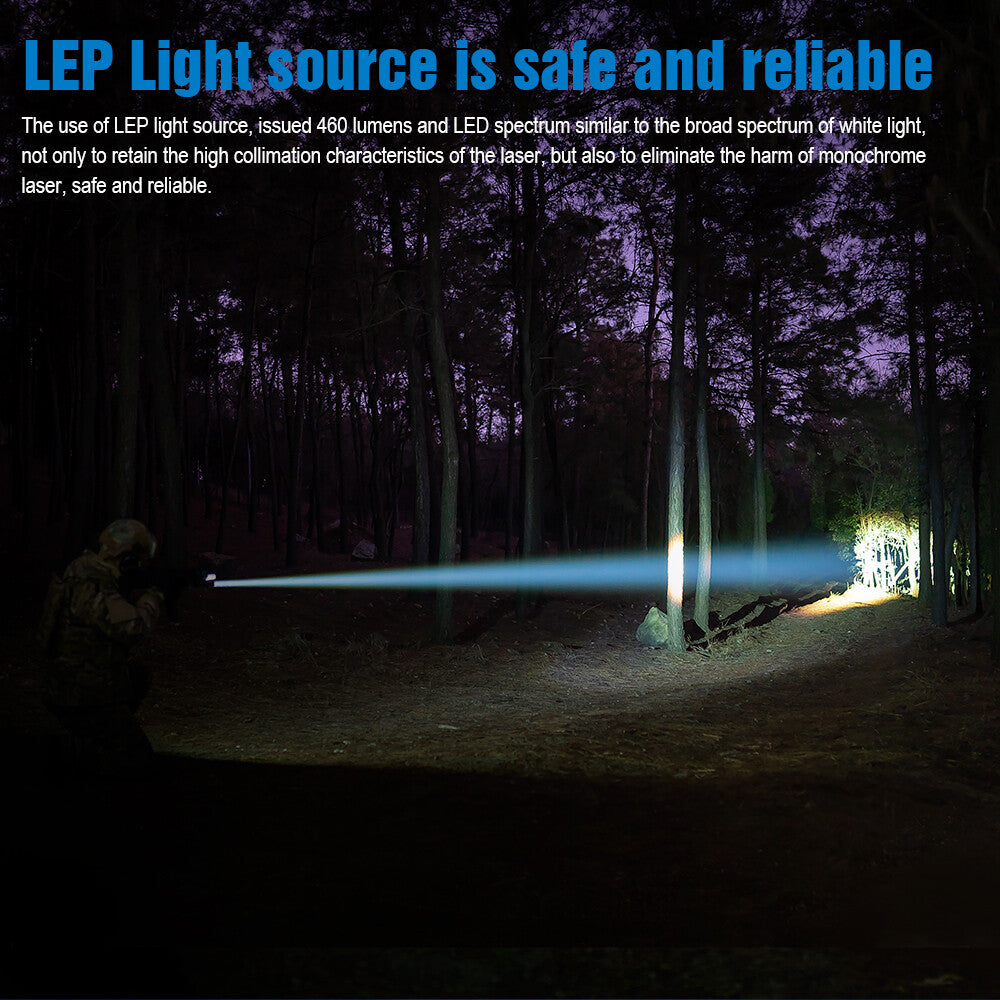 High-Brightness Tactical Laser Flashlight 1100m Range USB-C Rechargeable