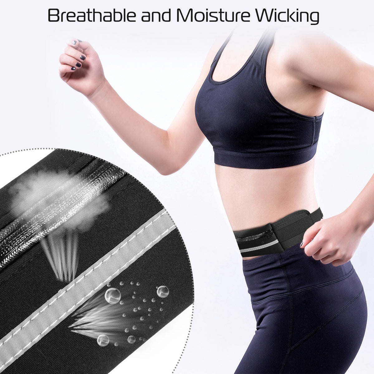 Waterproof Running Waist Bag with Adjustable Zip Belt for Sports & Jogging
