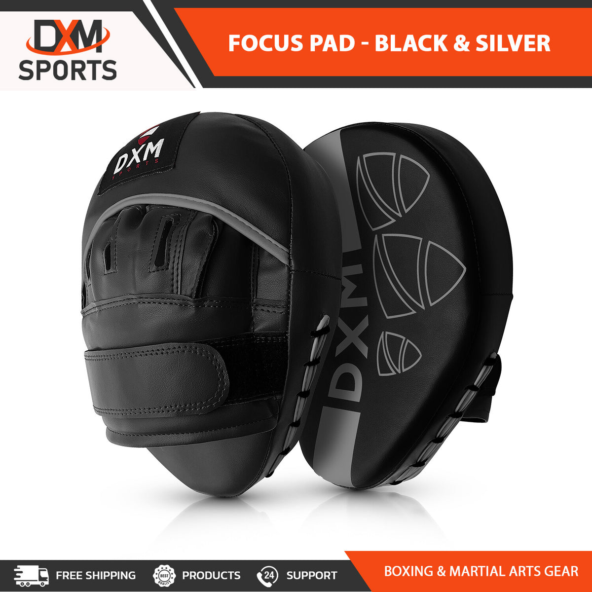 Boxing & MMA Punch Mitts Focus Pads Sparring Kick Target Black Silver