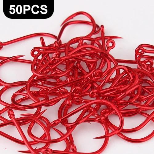 50-100pcs Gold Fishing Hooks - High Carbon Steel, Barbed, Ringed Eye, Multiple Sizes
