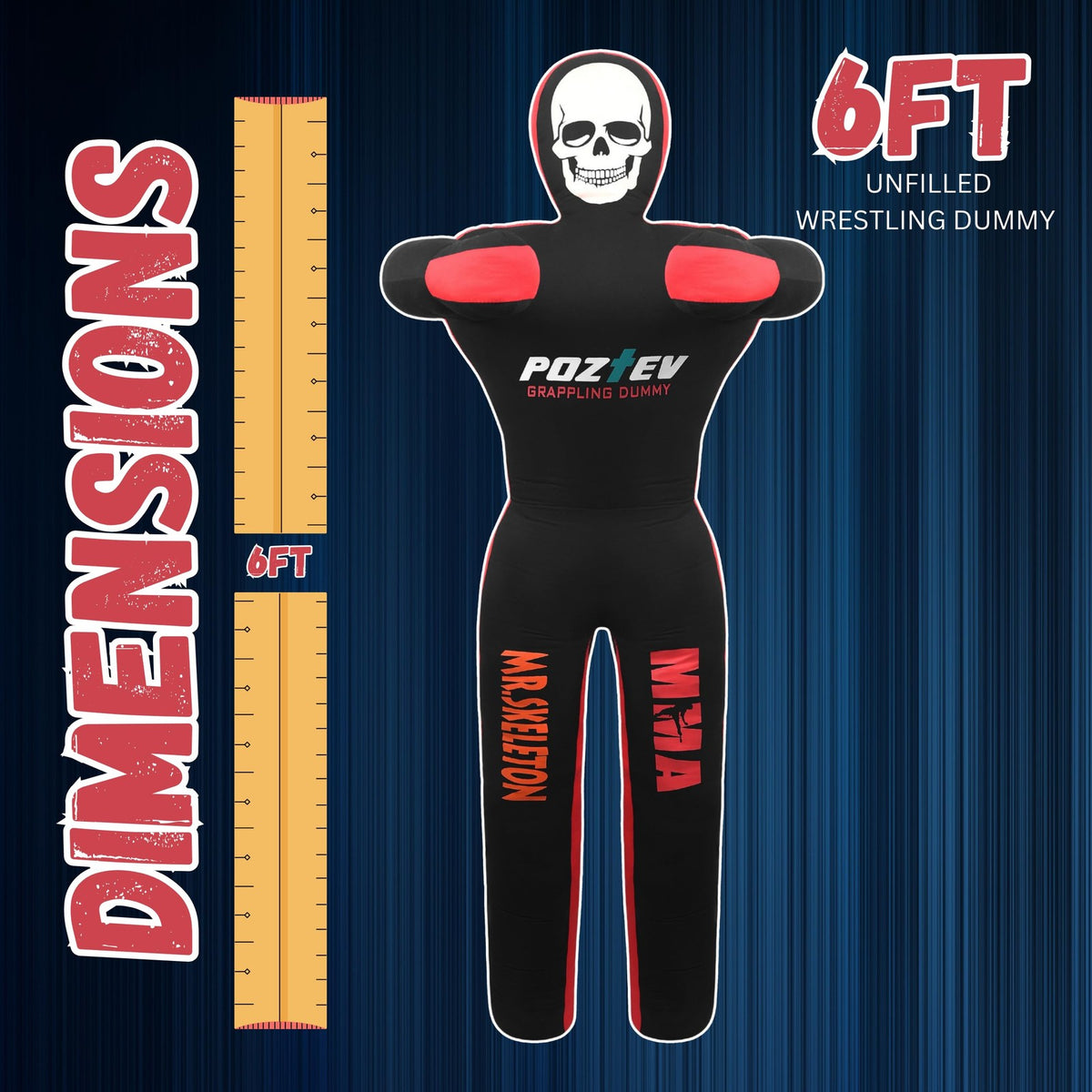6ft Unfilled Martial Arts Grappling Dummy for MMA, Jiu Jitsu, Wrestling, Karate, Boxing