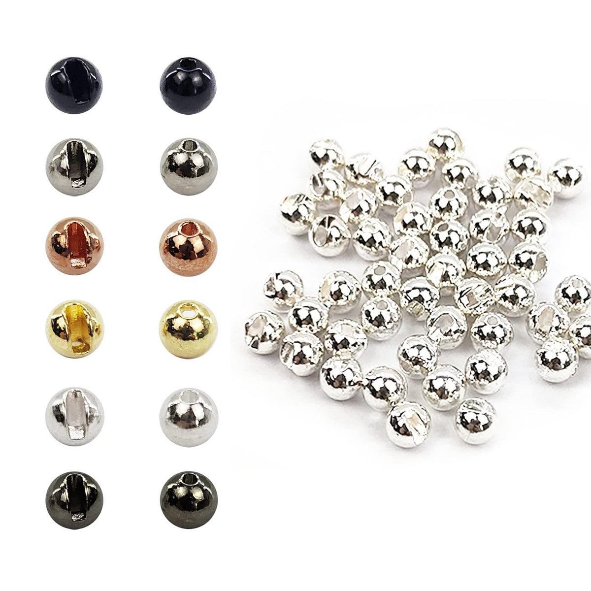 Fly Tying Beads Set - Tungsten Slotted Jig Hooks for Fly Fishing, 10 Colors, 5 Sizes