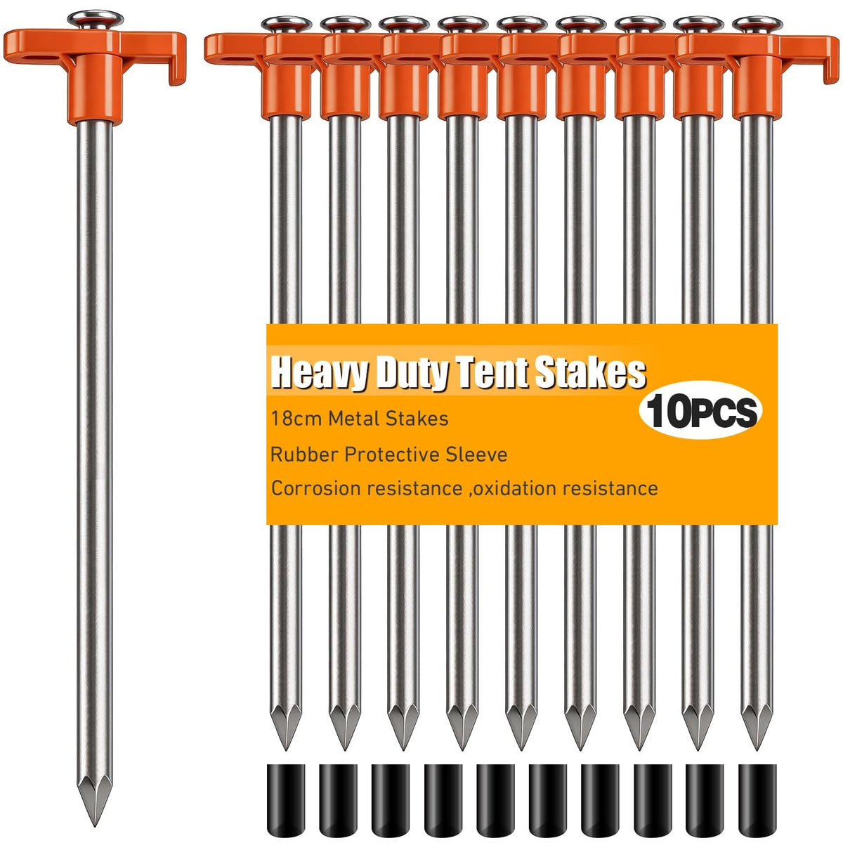 Heavy Duty Tent Stakes 10 Pack - Outdoor Camping Ground Pegs for Tents & Canopies