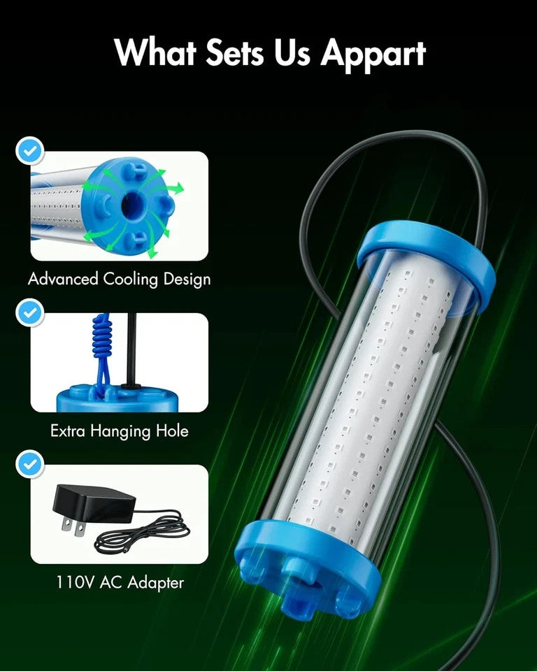 Underwater Green Fishing Light - Portable LED Dock Light for Night Fishing