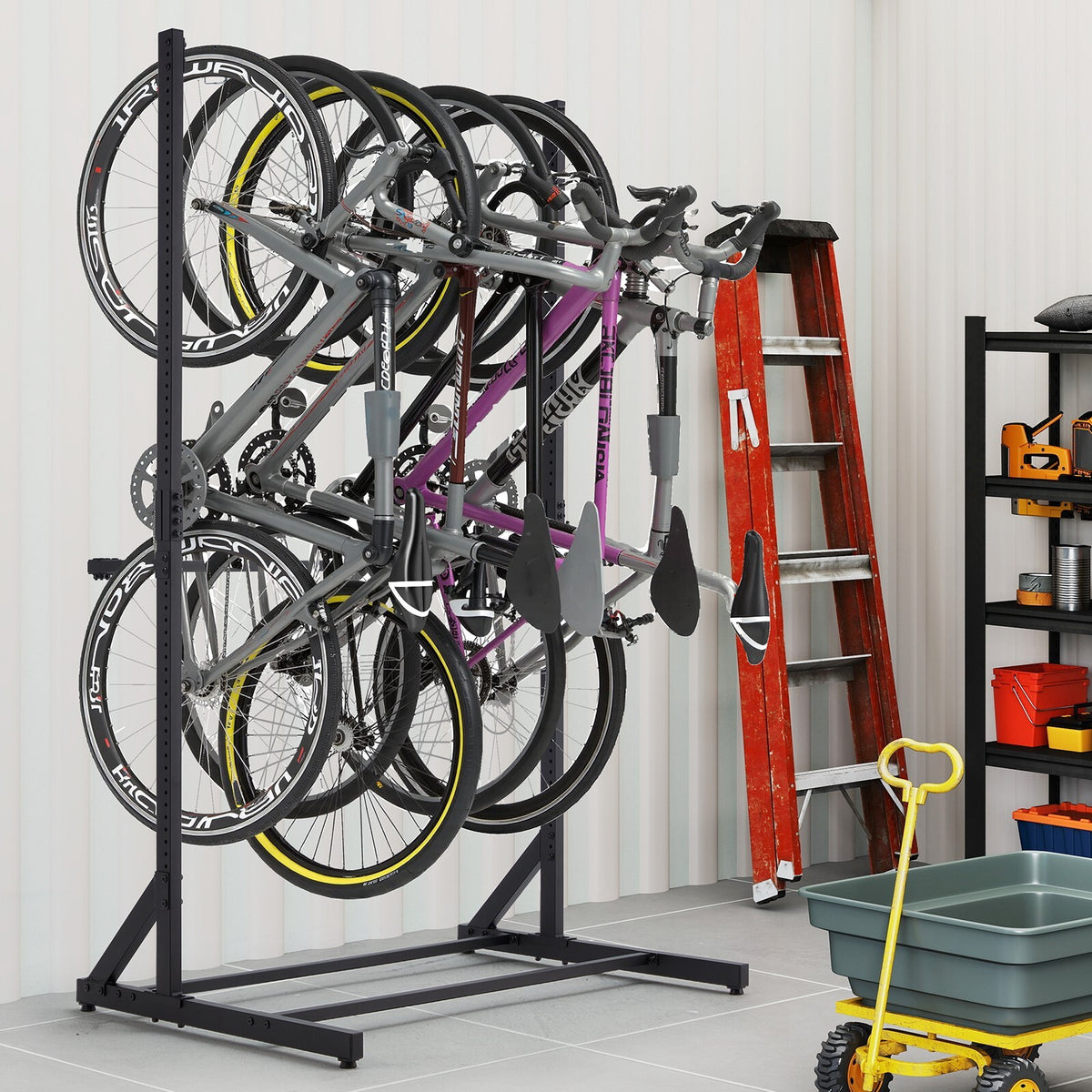 Freestanding Bike Storage Rack 300 lbs Capacity for 5 Bikes - Black