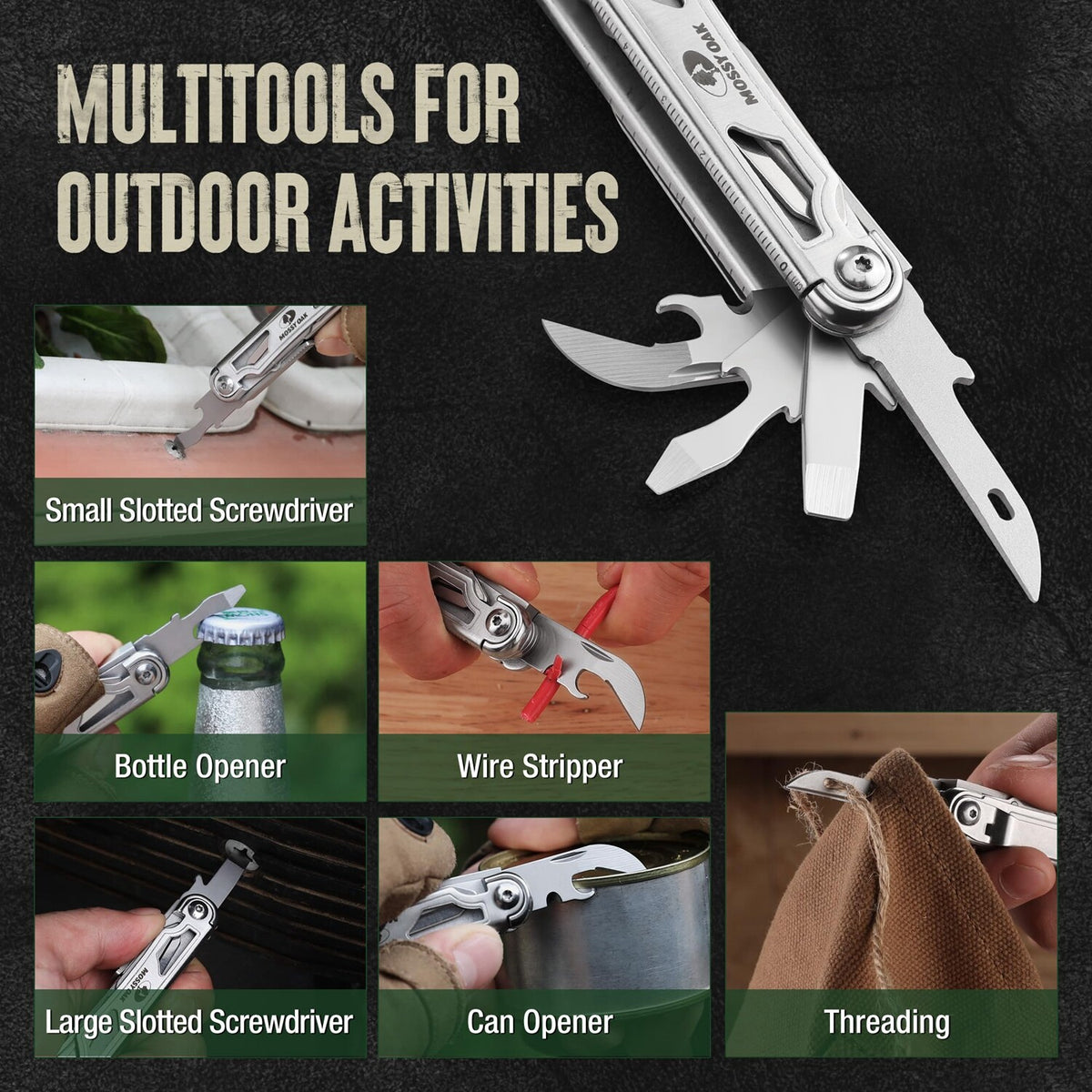 12-in-1 Multitool Pocket Knife Stainless Steel Outdoor Survival Tool