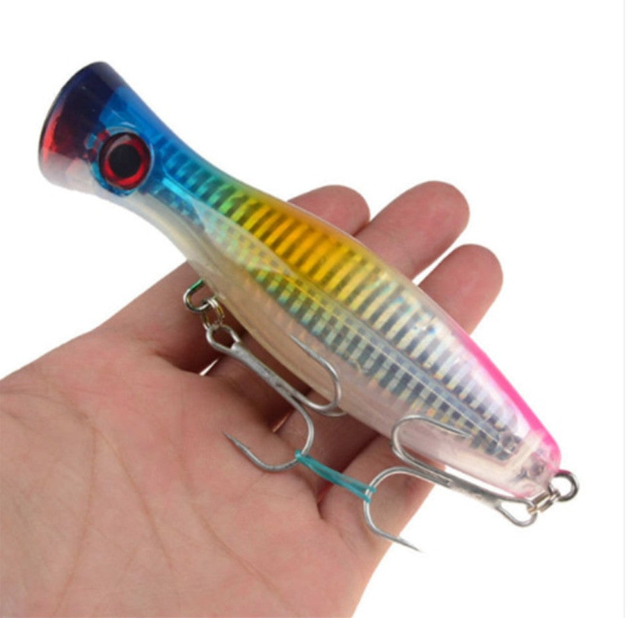 Floating Saltwater & Freshwater Fishing Lure - 1.5oz Topwater Popper with Rattle & Sharp Hooks