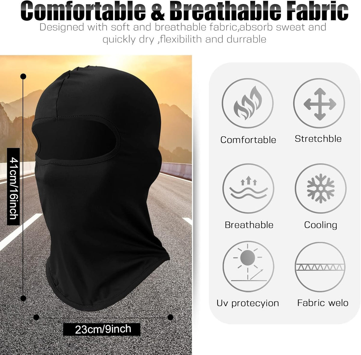 Unisex Breathable Ski Face Mask with UV Protection - Multiple Colors