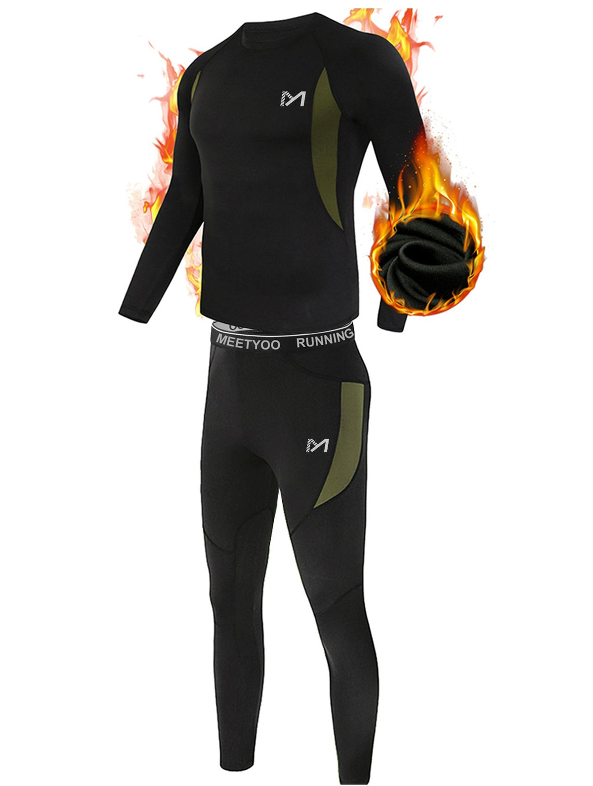 Men's Winter Fleece-Lined Thermal Long Johns Set Warm Underwear