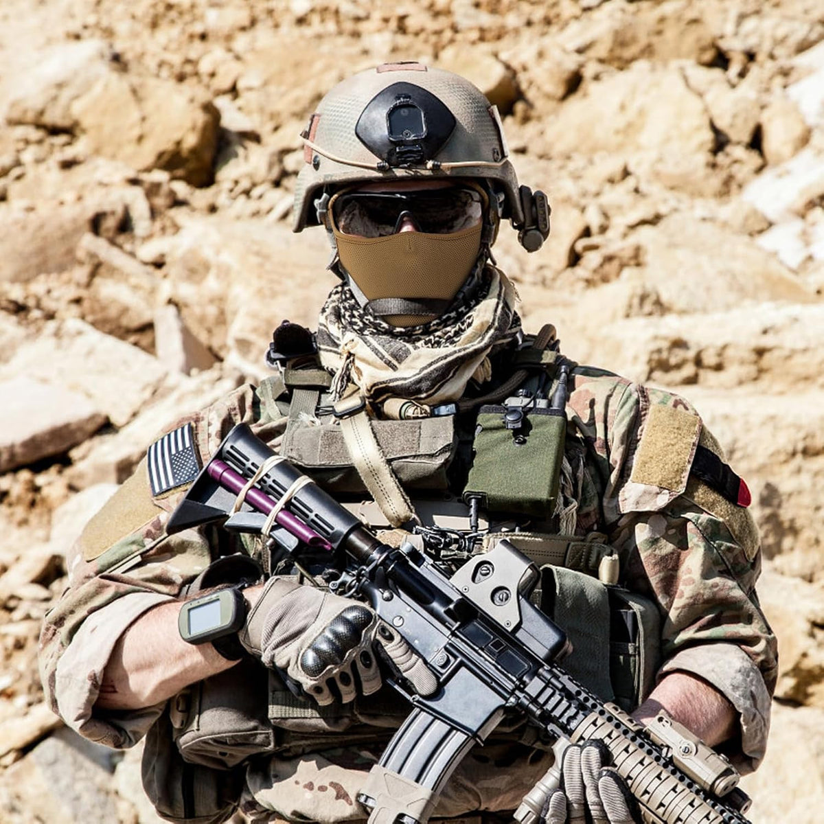Foldable Airsoft Tactical Mask with Breathable Silicone Face Cover