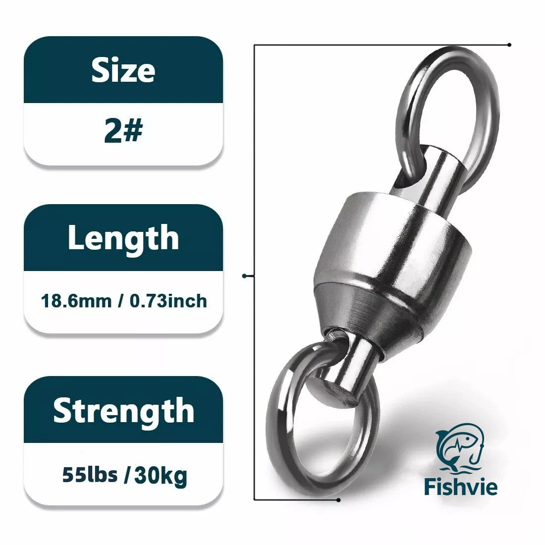 Heavy Duty Ball Bearing Fishing Swivels - Stainless Steel Rings for Saltwater & Freshwater
