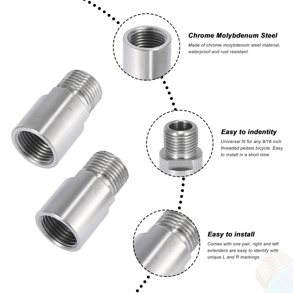 Universal Bicycle Pedal Extender Set - 20mm Spacer for 9/16" Pedals