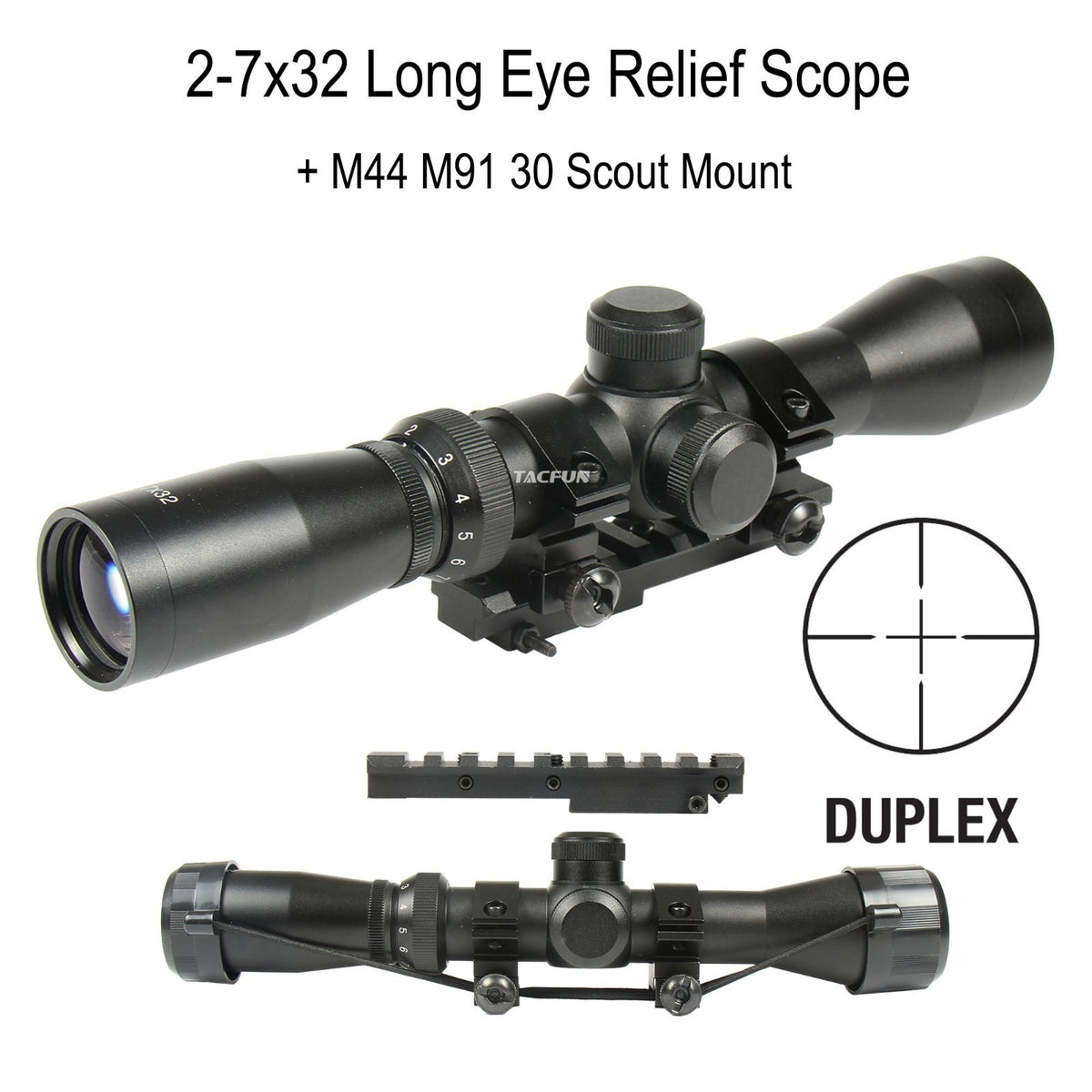Mosin Nagant 2-7x32 Long Eye Relief with Mount - Shock & Fog Resistant