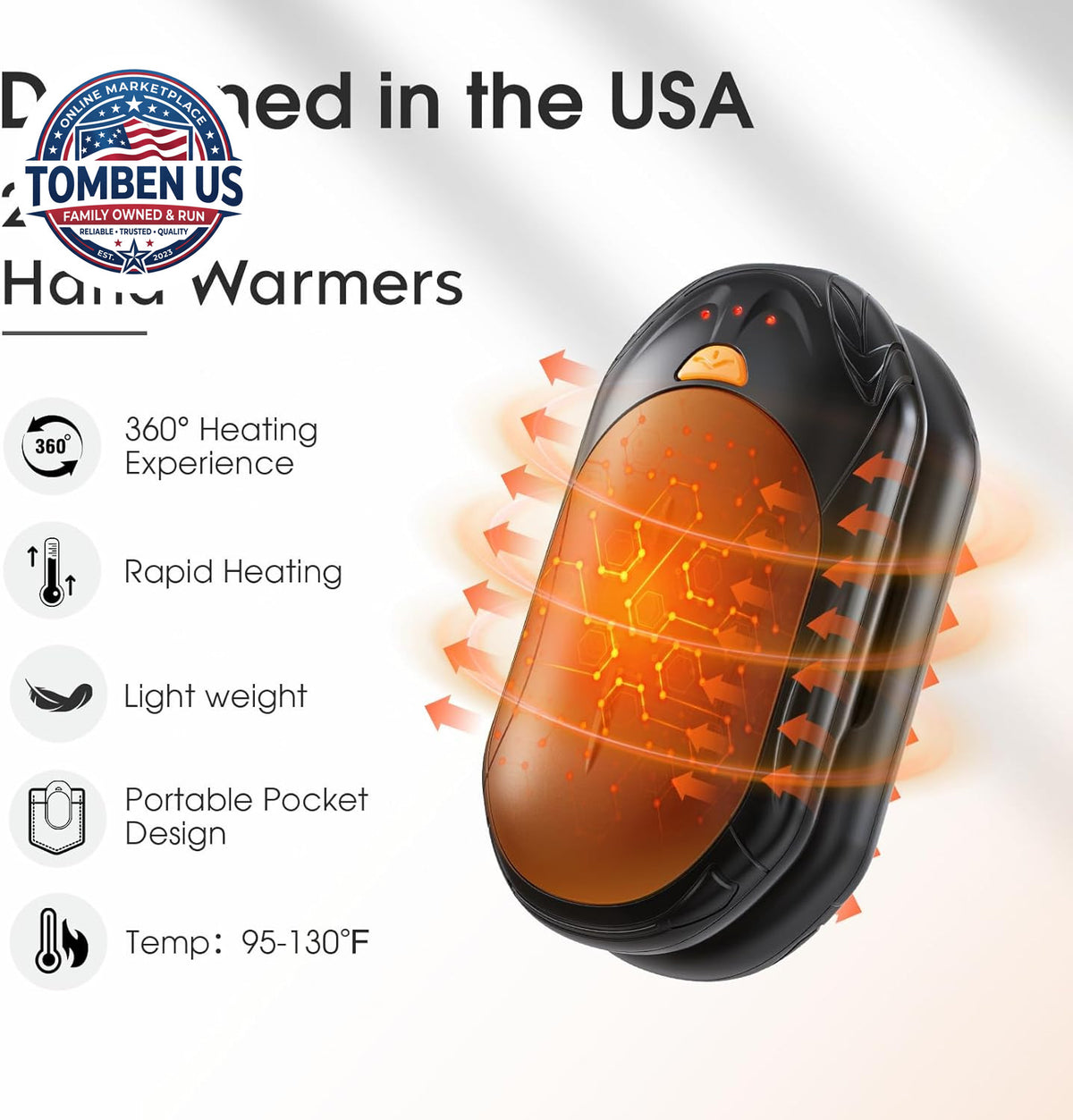 Rechargeable Hand Warmers Set - AI Smart Chips, 20H Long-Lasting Safe Heat, Portable Pocket Heaters for Outdoor & Winter