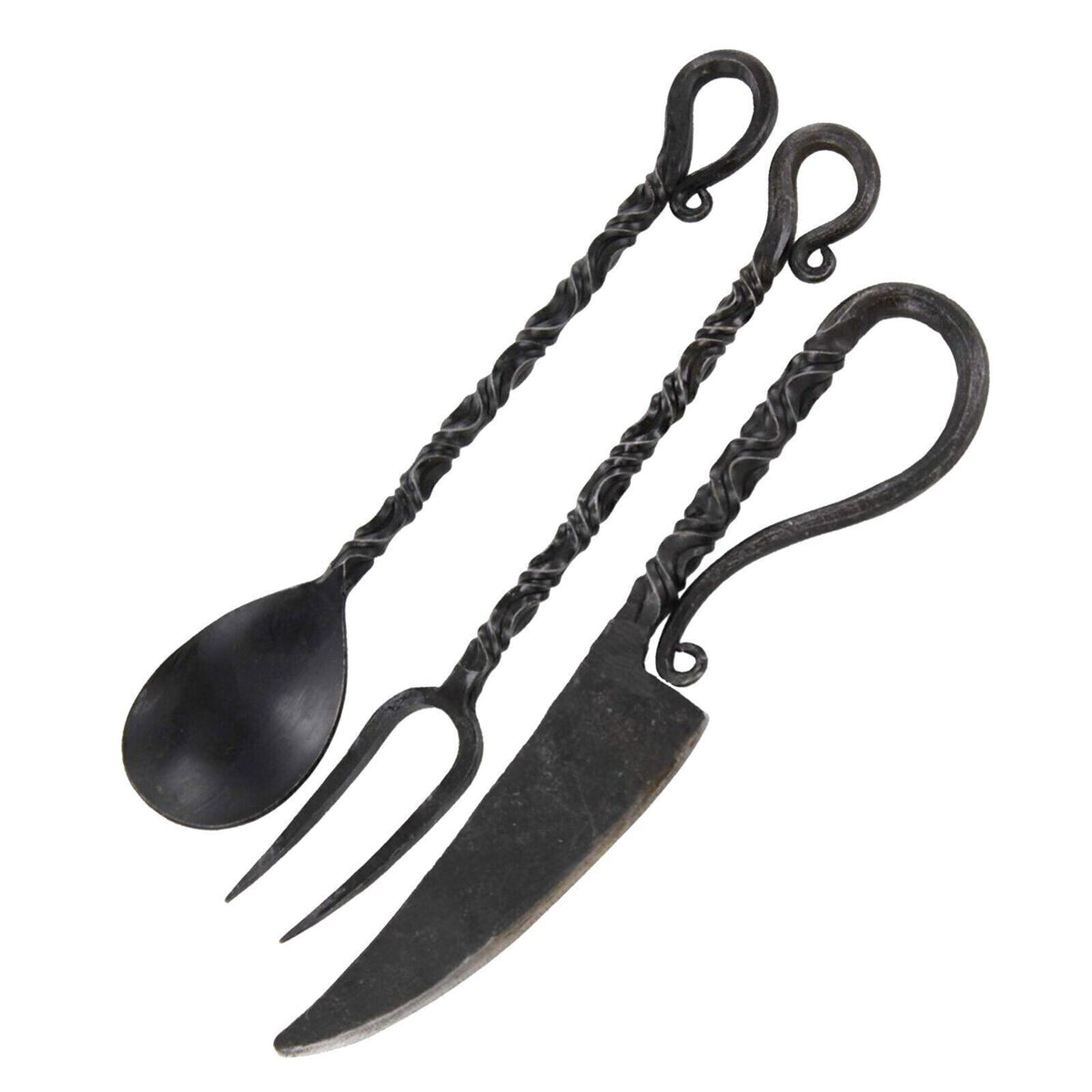 Medieval Hand Forged Iron Utensil Set - Camping, Renaissance, LARP, Party