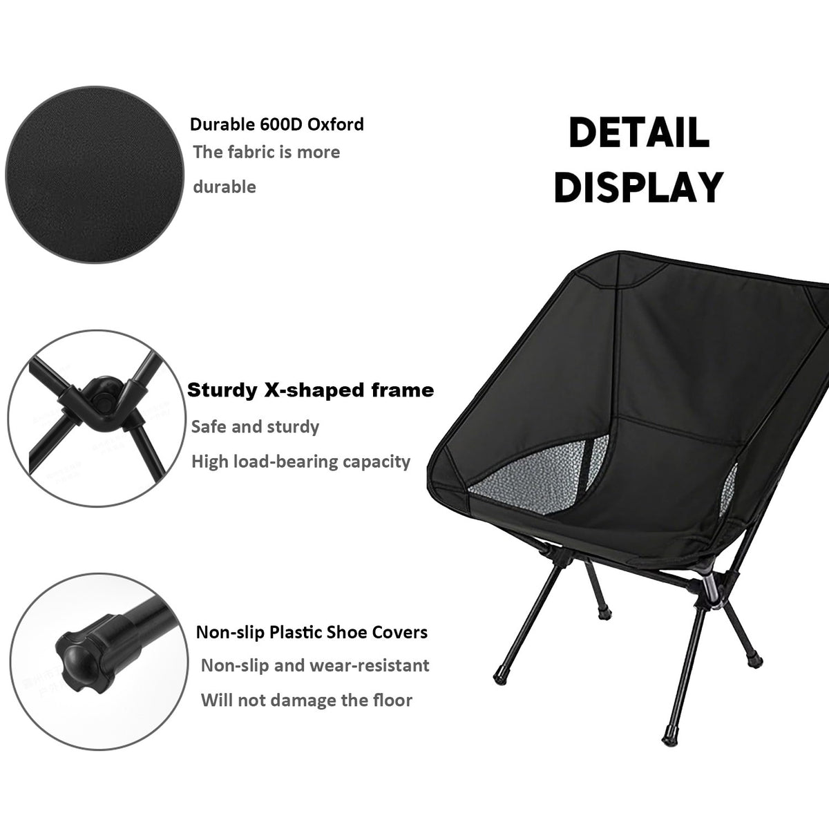 2-Pack Collapsible Camping Chairs with Carrying Bag for Outdoor Hiking and Camping
